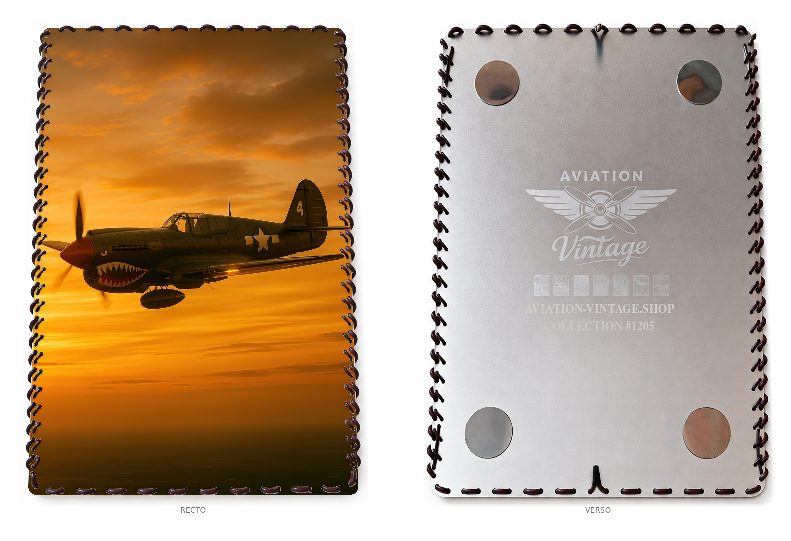 Plaque Aviation Vintage #1205 — recto-verso sur fond blanc
